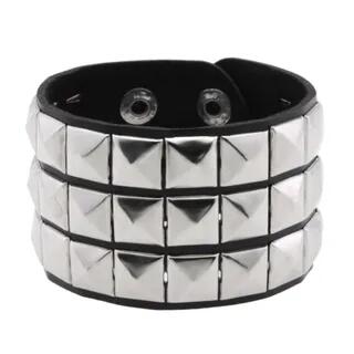 Studded Faux Leather Bracelet (Various Designs) / Set 2 Row - Black by SURELIN