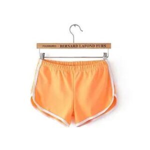 High Waist Plain Contrast Trim Hot Pants Orange 281010836