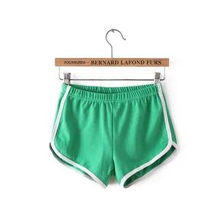 High Waist Plain Contrast Trim Hot Pants Green by Wildery