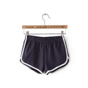 High Waist Plain Contrast Trim Hot Pants Navy Blue 281010838