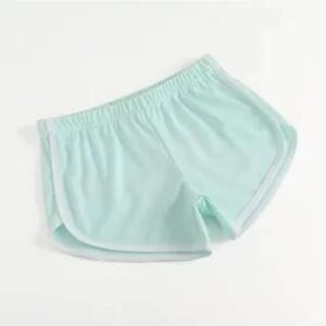High Waist Plain Contrast Trim Hot Pants Sky Blue 281010839