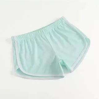 High Waist Plain Contrast Trim Hot Pants Sky Blue by Wildery