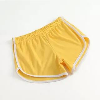 High Waist Plain Contrast Trim Hot Pants Yellow by Wildery