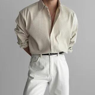 Embossed Long-Sleeve Shirt Almond by Savenne