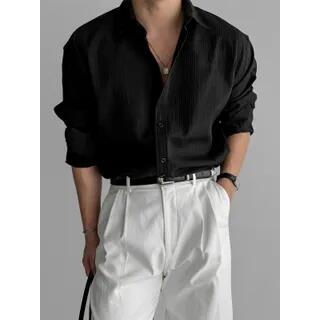 Embossed Long-Sleeve Shirt Black by Savenne