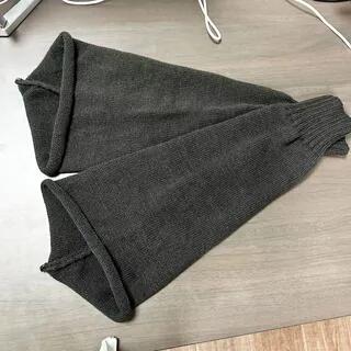 Plain Knitted Leg Warmers Dark Gray by Gentiana