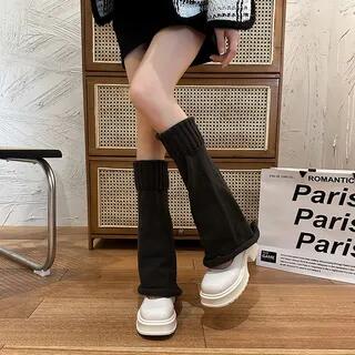 Plain Knitted Leg Warmers Black by Gentiana