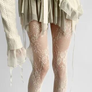 Lace Tights White by Desperim