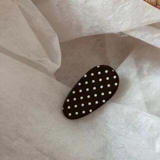 Polka Dot Acetate Hair Clip Coffee | Koi Kawaii by Koi Kawaii
