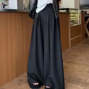 High Rise Plain Baggy Slacks Without Belt - Black 281220224