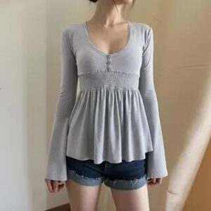 Light Blue Pleated Babydoll Top fashion styling inspiration