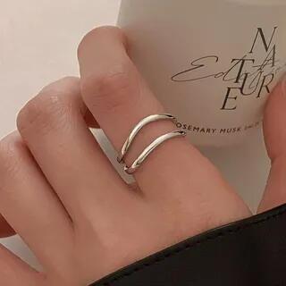 Curved Layered S925 Sterling Silver Open Ring Silver | Toinianimos by Toinianimos