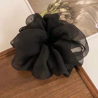 Plain Satin Hair Scrunchie 622 - Black | Daeuni by Daeuni