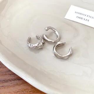 Set of 3: Irregular Ear Cuff Silver | Calafa by Calafa
