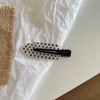 Polka Dot Acetate Hair Clip 02 - White | Mentosi by Mentosi