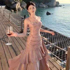 Spaghetti Strap Plain Ruched Panel A-Line Evening Dress Purple 281294852