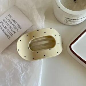 Polka Dot Acetate Hair Claw Clip 04 - Off-White | Mentosi 281294906