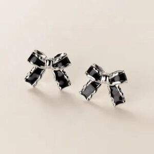925 Sterling Silver Bow Stud Earring 1 Pair - Silver - 1.3cm | A’ROCH 281300909
