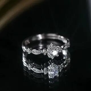 Rhinestone S925 Sterling Silver Open Ring Silver | Toinianimos by Toinianimos