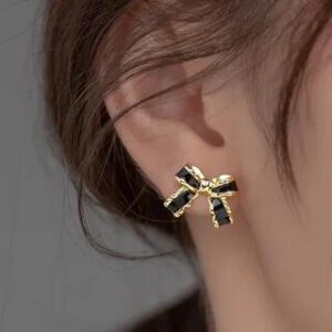 925 Sterling Silver Bow Stud Earring 1 Pair - Gold - 1.3cm | A’ROCH 281300965