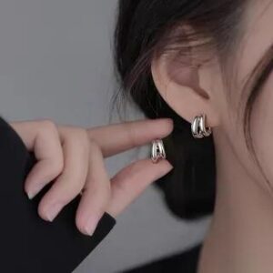 Sterling Silver Layered Hoop Earring 1 Pair - Silver | Toinianimos 281302991