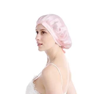 Silk Sleeping Bonnet Hat Pink by Doowex