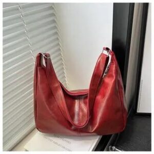 Plain Faux Leather Crossbody Bag Without Charm - Red 281346919
