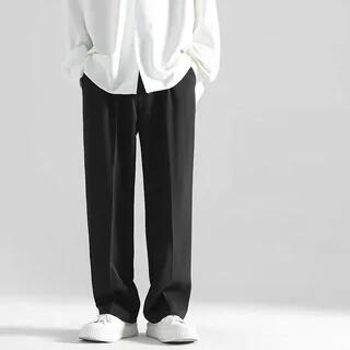 High Waist Plain Wide Leg Dress Pants Black by Naideth