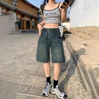 Low Rise Denim Jorts Blue by Denimot