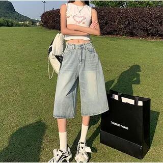 Low Rise Denim Jorts Light Blue by Denimot