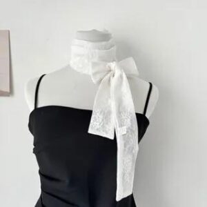 Lace Scarf / Hair Tie Scarf (Various Designs) SKU-03 - Flowers - White 281349698