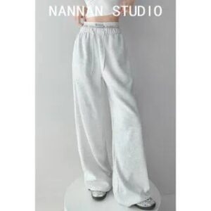 Waist-Detail Drawstring Wide-Leg Sweatpants in 5 Colors Melange Gray 281349711