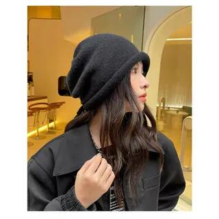 Plain Bowknot Beanie Drawstring Edition - Black by Pompabee