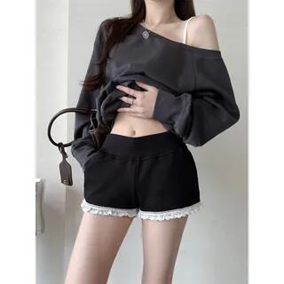Boatneck Plain Pullover / Tank Top / Hot Pants Hot Pants - Black by Daybreak