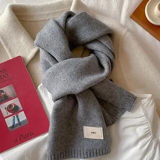 Plain Knit Scarf 07 - Melange Gray - 160cm x 20cm by Frior