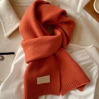 Plain Knit Scarf 05 - Pumpkin Orange - 160cm x 20cm by Frior