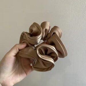 Plain Satin Scrunchie Brown | Gemsha 281350812