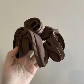 Plain Satin Scrunchie Dark Brown | Gemsha by Gemsha