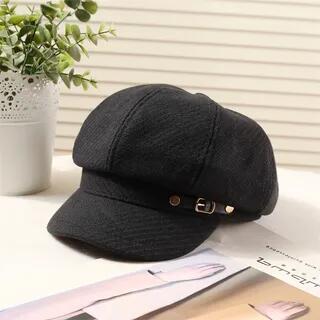 Twill Newsboy Cap Black by Nikifa