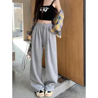 Drawstring Waist Baggy Sweatpants Gray by Essere