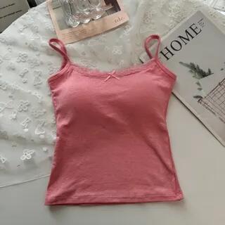 Lace Padded Camisole Top Pink by Alfie