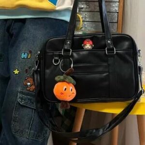 Faux Leather Zip Shoulder Bag Without Bag Charm - Black 281359304