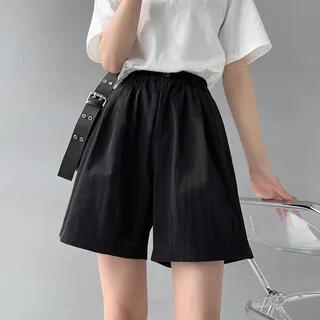 High Waist Plain Shorts Black | OGAWA by OGAWA