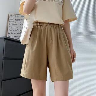 High Waist Plain Shorts Khaki | OGAWA by OGAWA