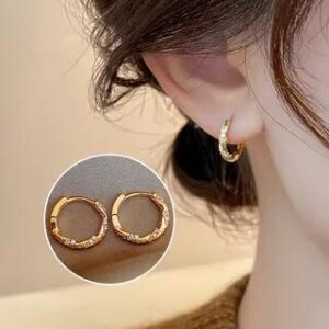 Rhinestone Hoop Earring EH2515 - 1 Pair - Gold | Fireflicka 281359835