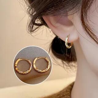 Rhinestone Hoop Earring EH2515 - 1 Pair - Gold | Fireflicka by Fireflicka