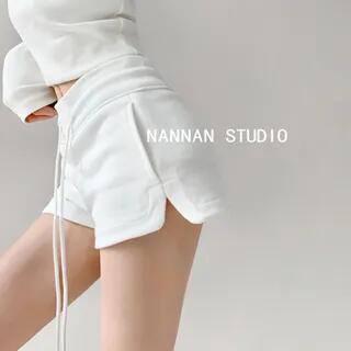 Drawstring Low-Rise Cotton Shorts in 7 Colors White by Shira