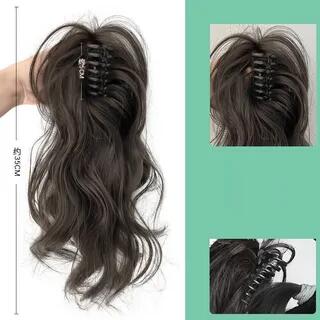 Curly Ponytail Wig Brownish Black by Jasmintinea