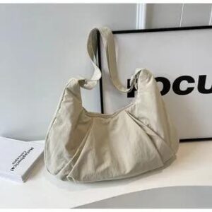 Plain Zipper Pocketed Crossbody Bag Off-White 281360294