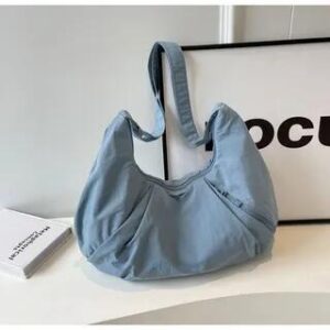 Plain Zipper Pocketed Crossbody Bag Blue 281360295